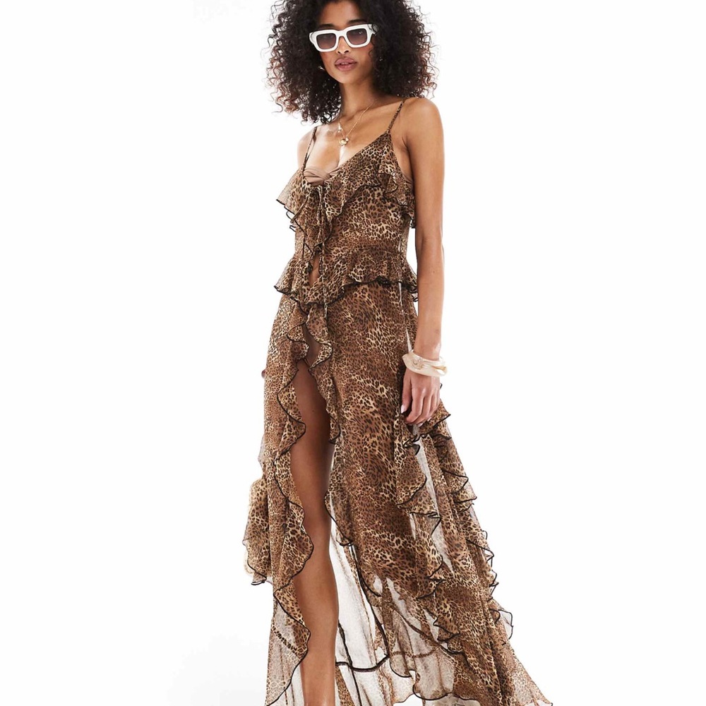 Miss selfridge beach chiffon ruffle cami maxi cover up - never worn - Picture 2 of 3